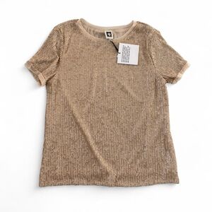 Anne Klein Metallic Gold Short Sleeve Top